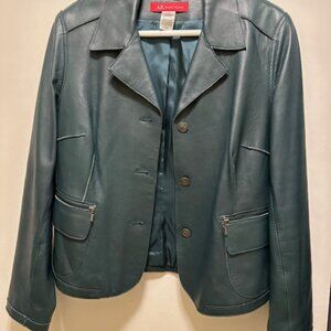 Anne Klein Teal Leather Jacket